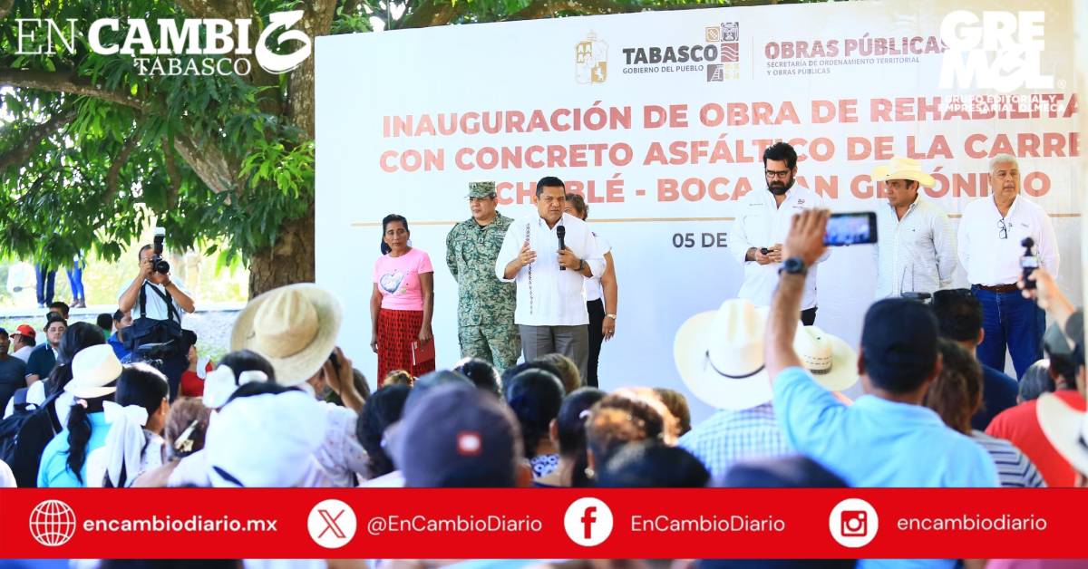 Rescata Javier May su palabra con jonutecos, al entregar la rehabilitación de la carretera Chablé-Boca de San Gerónimo