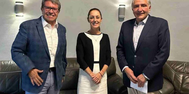 Se reúne Sheinbaum con Ricardo Monreal y Adán Augusto López en Palacio Nacional