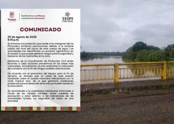 Ayuntamiento de Teapa alerta sobre aumento del nivel del río Pichucalco y riesgo de inundaciones