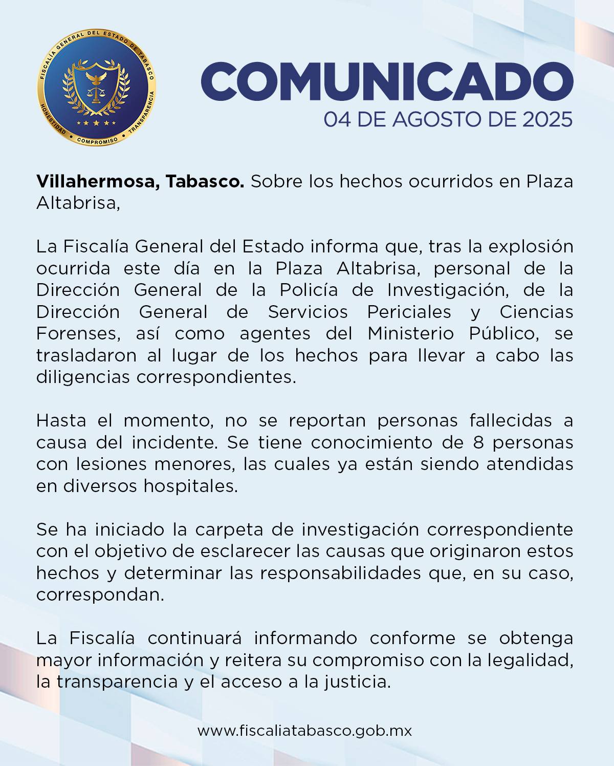 Acceden aseguradoras y Fiscalía de Tabasco a la Plaza Altabrisa