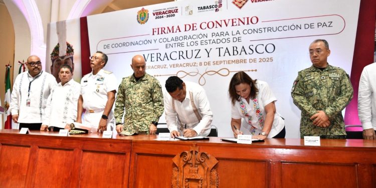 Tabasco y Veracruz firman convenio por la paz
