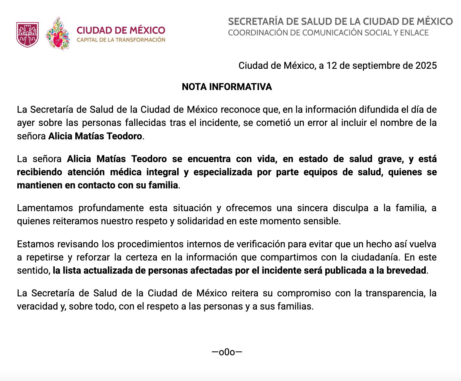 Está viva la abuela Alicia Matías Teodoro: Gobierno de CDMX ofrece disculpas