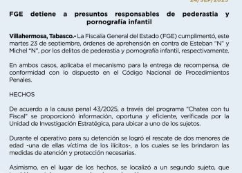 Detienen a pederastas en Tabasco