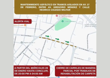 Cierre parcial Av 27 de Febrero inicia 28 enero