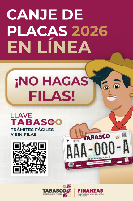 Canje de placas Tabasco