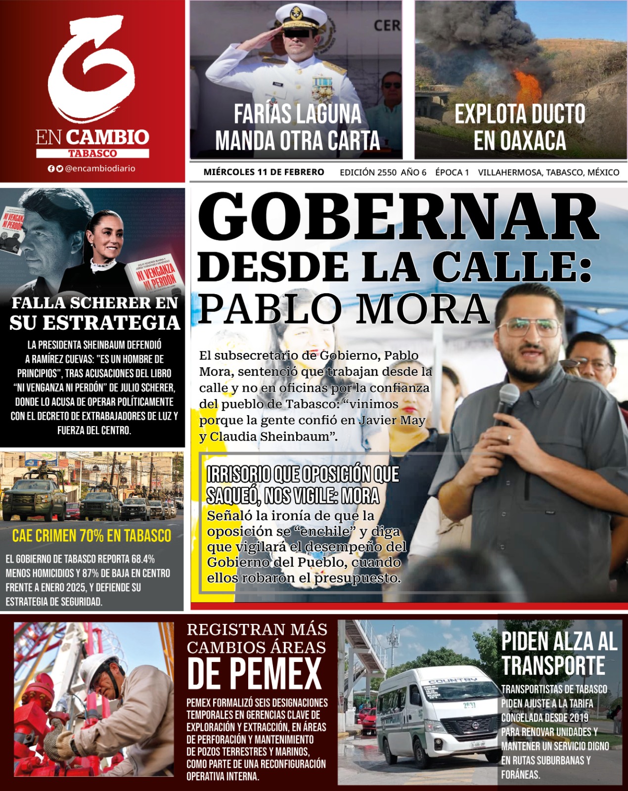 Contra En Cambio Diario Tabasco 11 de feb 2026 Contra En Cambio Diario Tabasco 11 de feb 2026