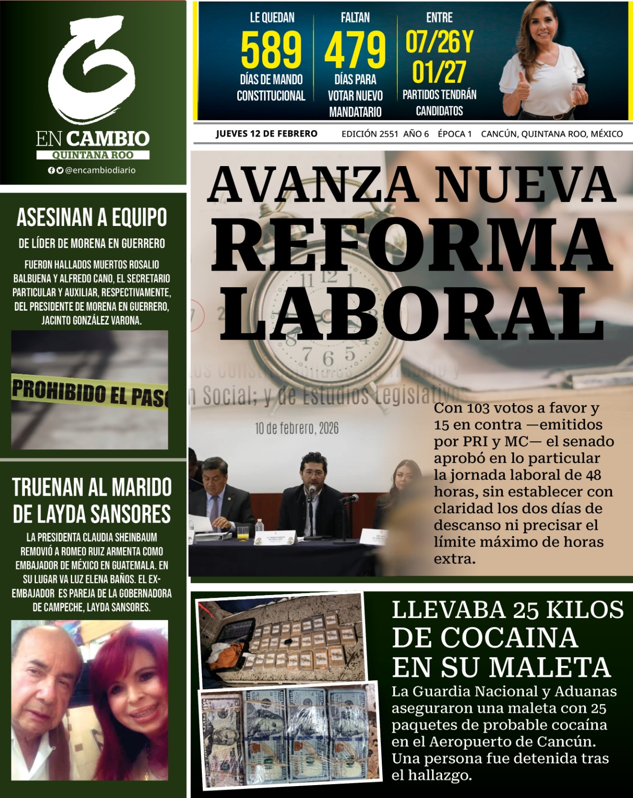 Contra Portada En Cambio Diario Quintana Roo febrero 12 2026 Contra Portada En Cambio Diario Quintana Roo febrero 12 2026