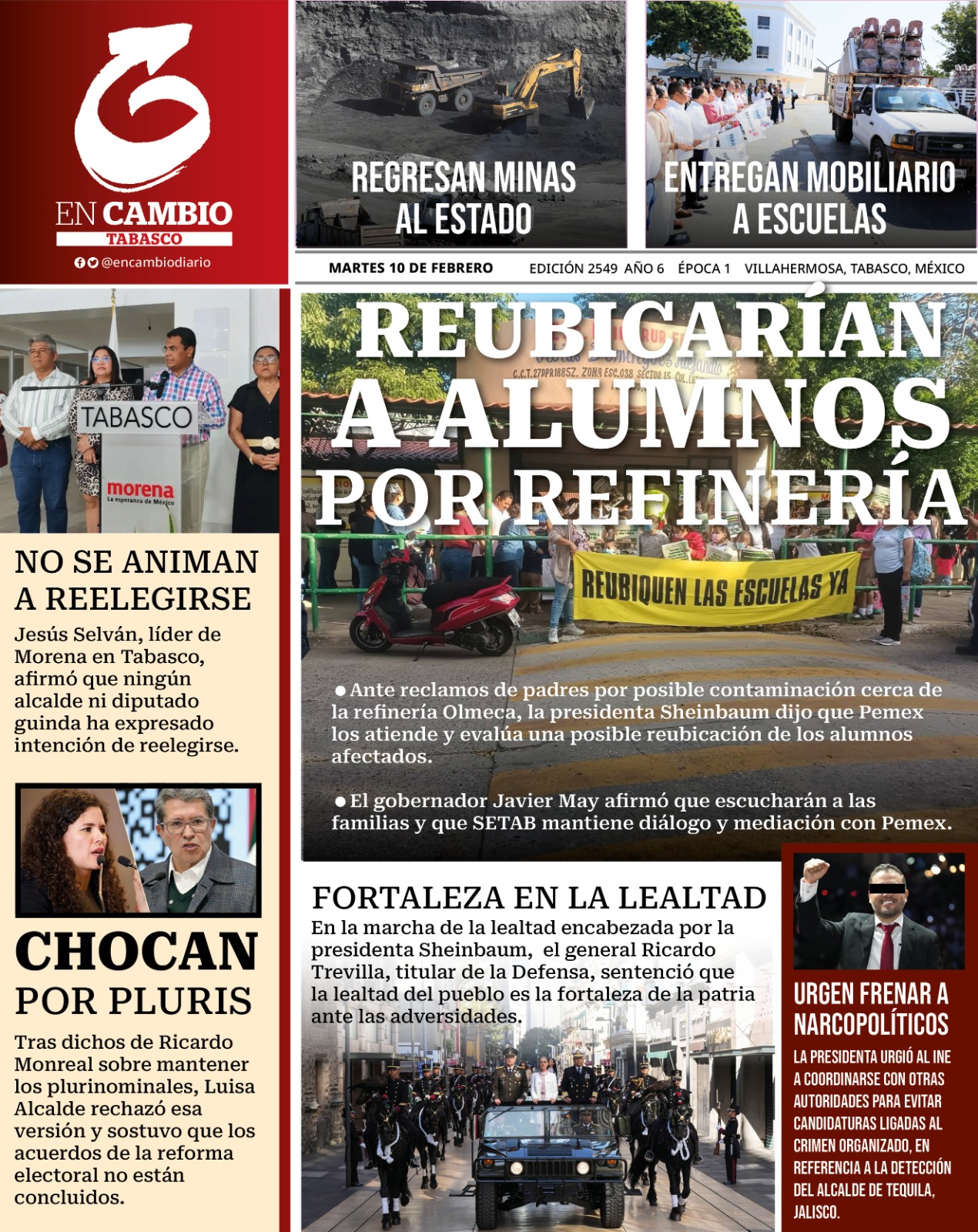Contra Portada En Cambio de Tabasco 10 de febrero 2026 Contra Portada En Cambio de Tabasco 10 de febrero 2026