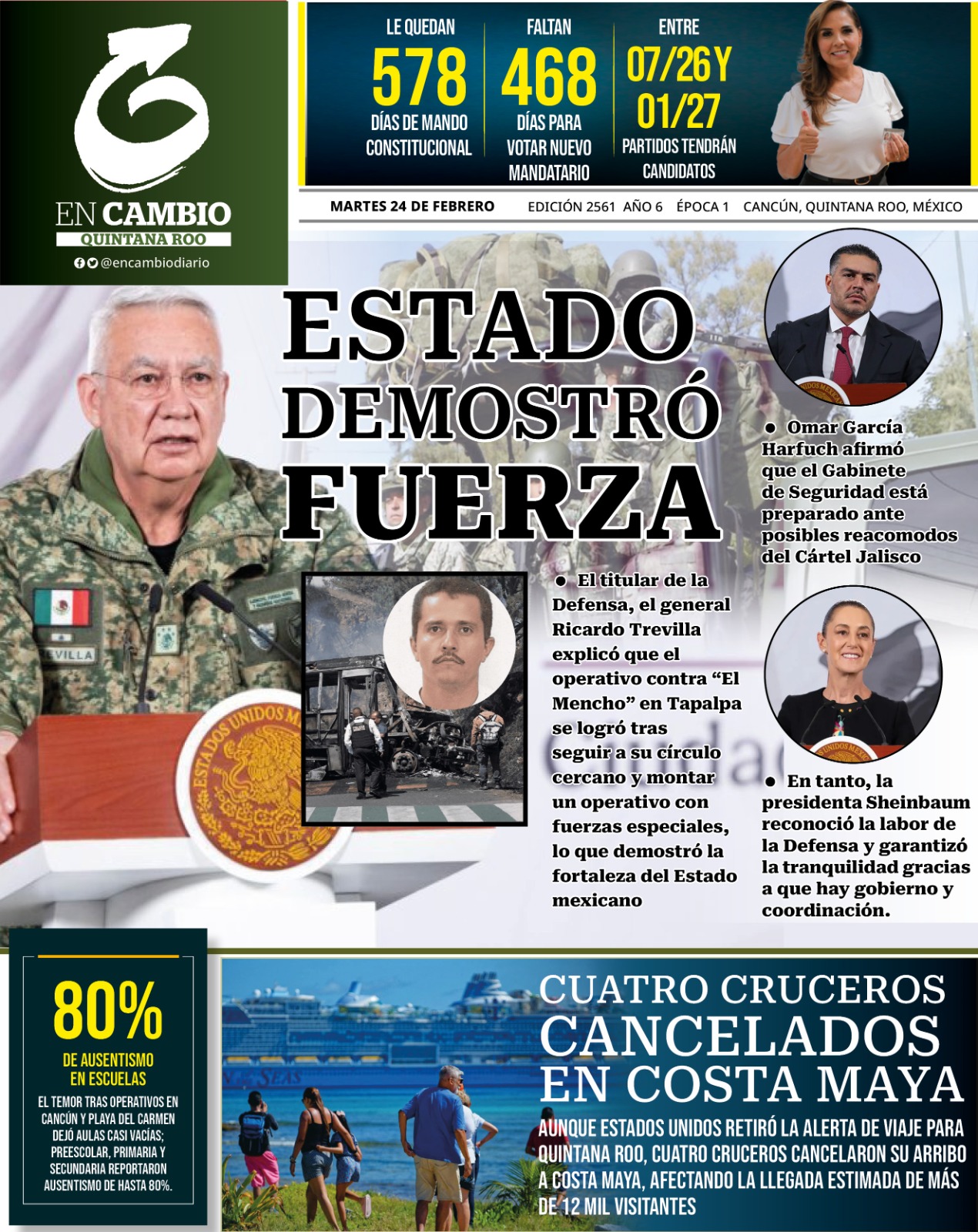 Contra Portada en cambio Qroo 24 feb 2026 Contra Portada en cambio Qroo 24 feb 2026