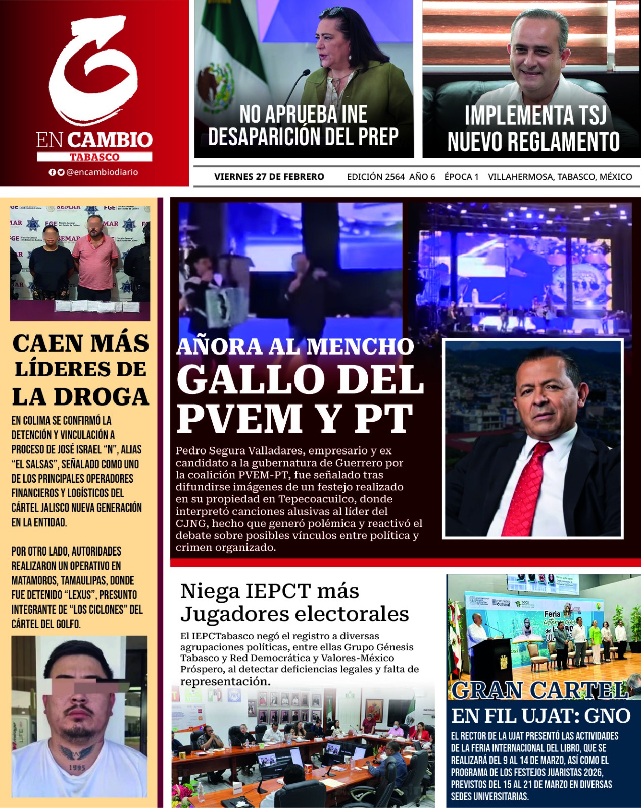 Contra portada en cambio de tabasco 27 feb 2026