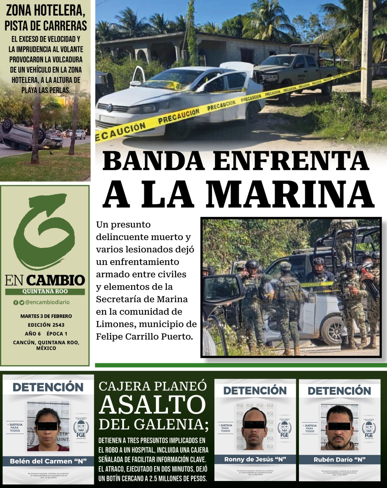 Portada En Cambio Diario Quintana Roo 3 de febrero del 2026 Portada En Cambio Diario Quintana Roo 3 de febrero del 2026