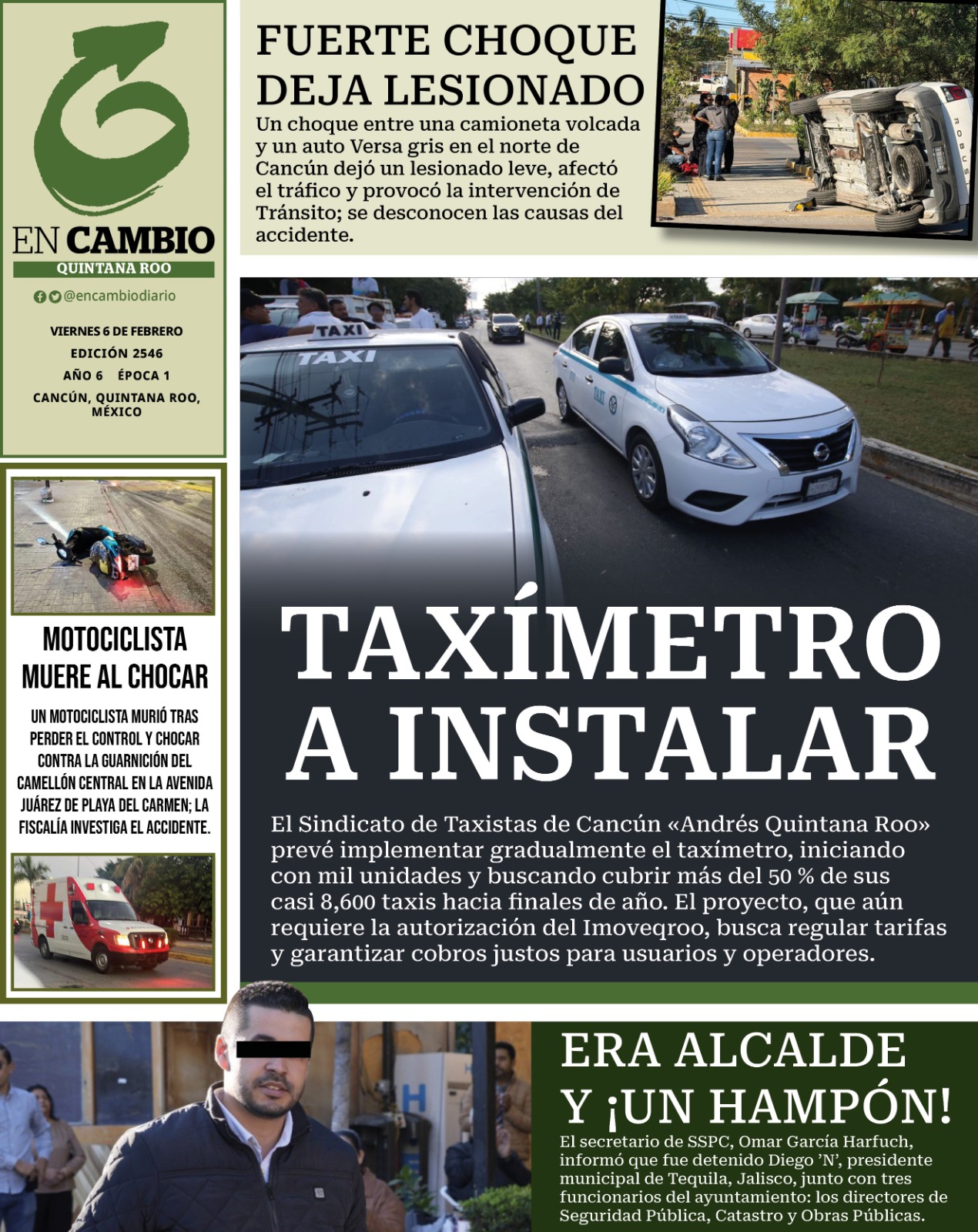 Portada En Cambio Diario Quintana Roo 6 de febrero 2026 Portada En Cambio Diario Quintana Roo 6 de febrero 2026