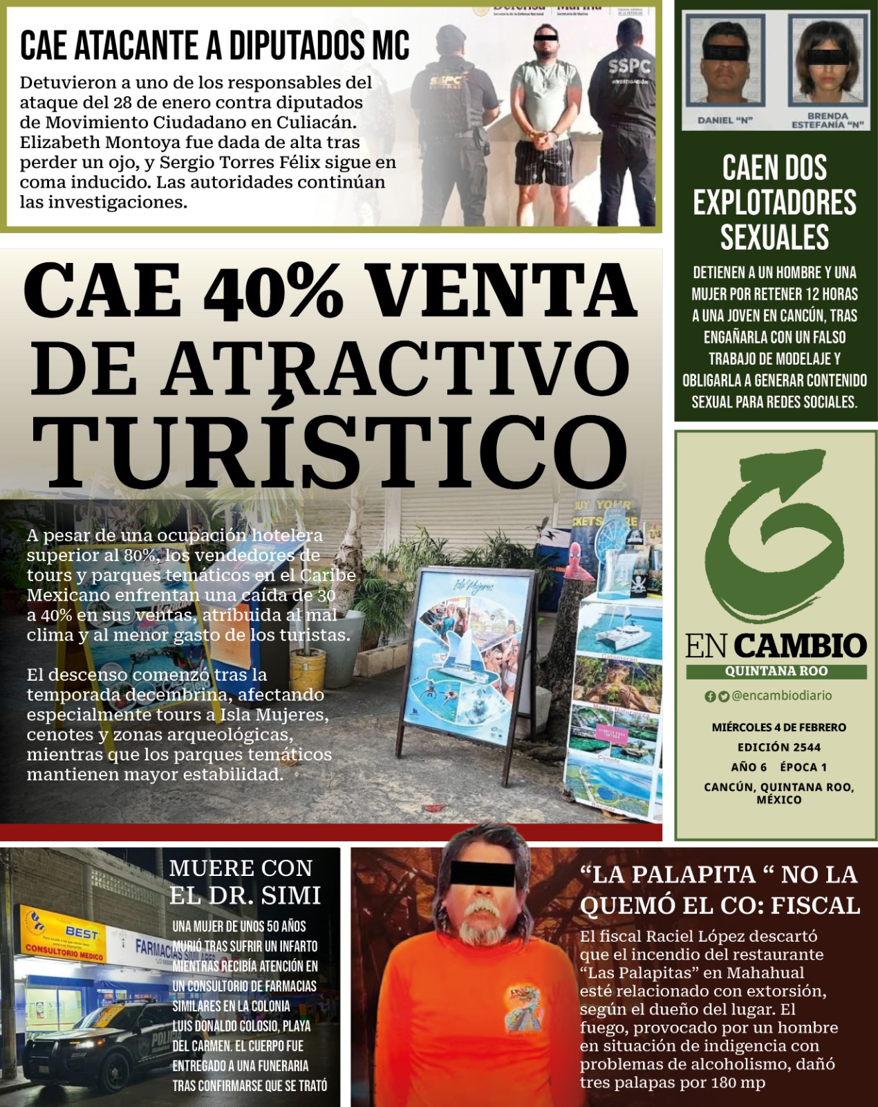 Portada En Cambio Diario de Quintana Roo 4 de febrero del 2026 Portada En Cambio Diario de Quintana Roo 4 de febrero del 2026
