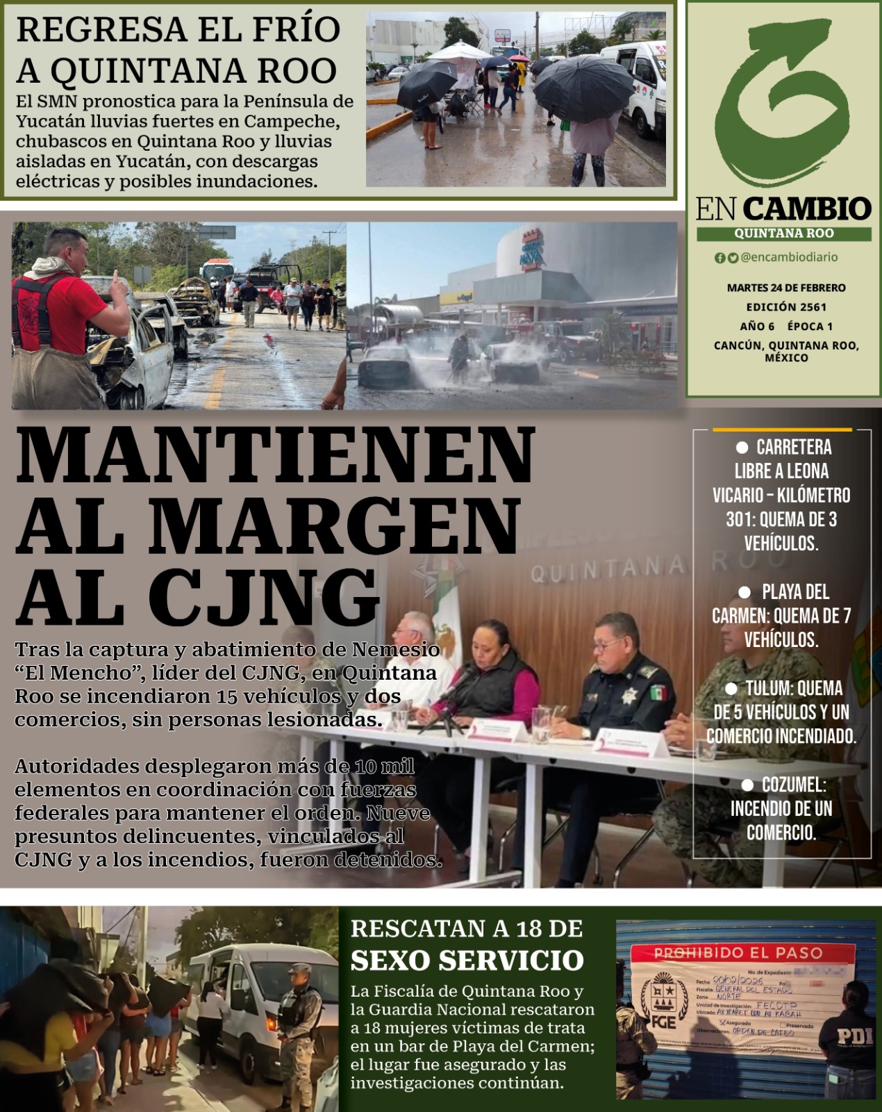 Portada en cambio Qroo 24 feb 2026 Portada en cambio Qroo 24 feb 2026