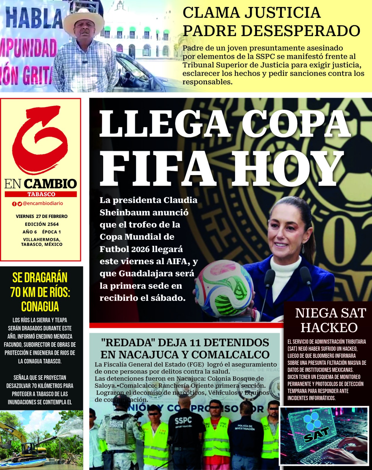 portada en cambio de tabasco 27 feb 2026