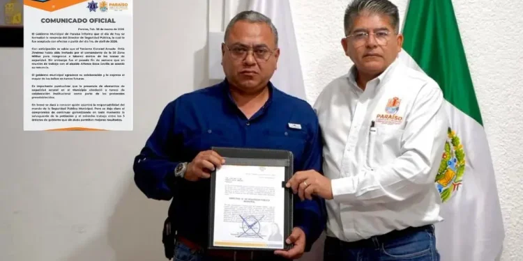 Renuncia director seguridad pública Paraíso: Detalles