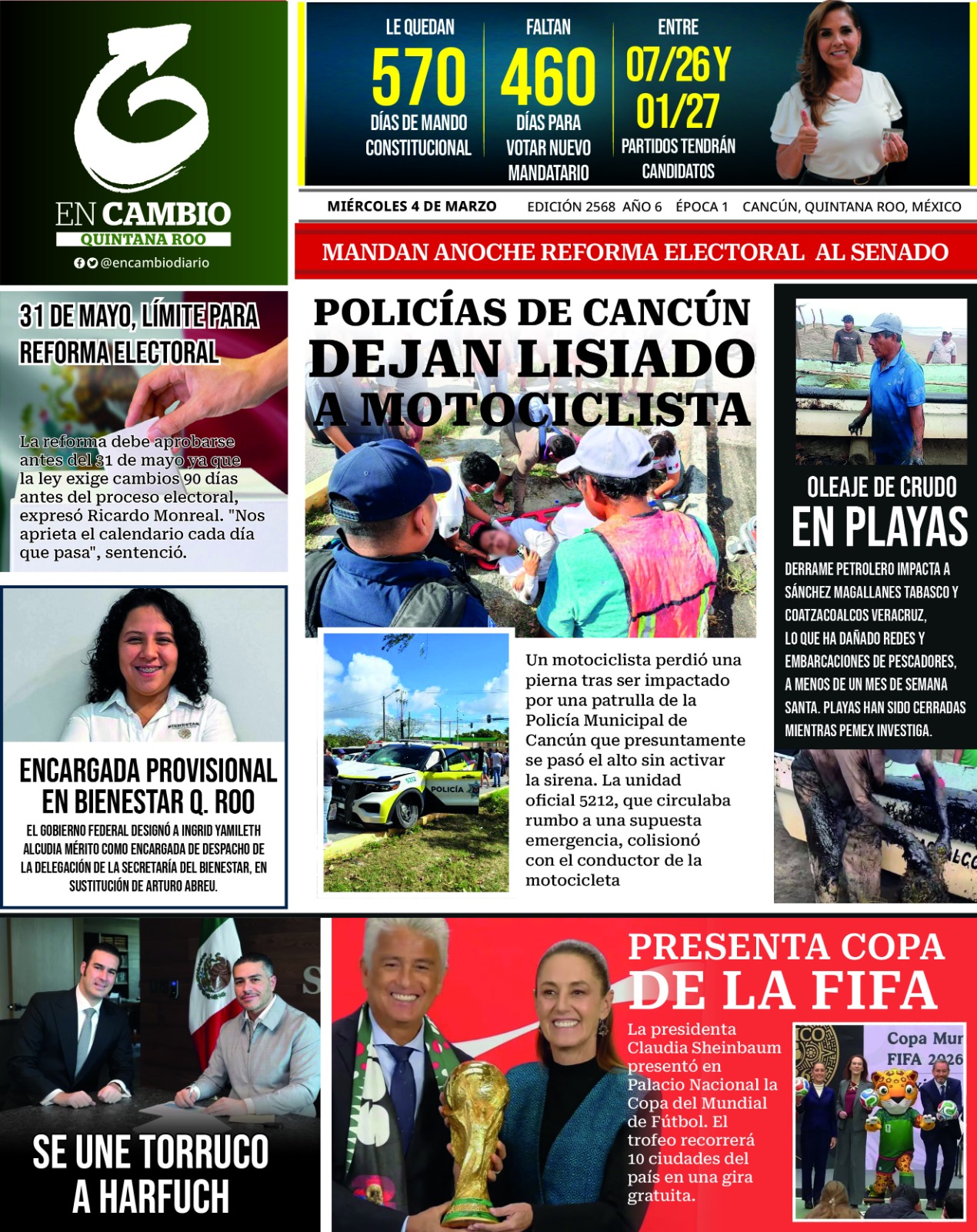 Contra Portada En Cambio de Quintana Roo 4 marzo 2026 Contra Portada En Cambio de Quintana Roo 4 marzo 2026