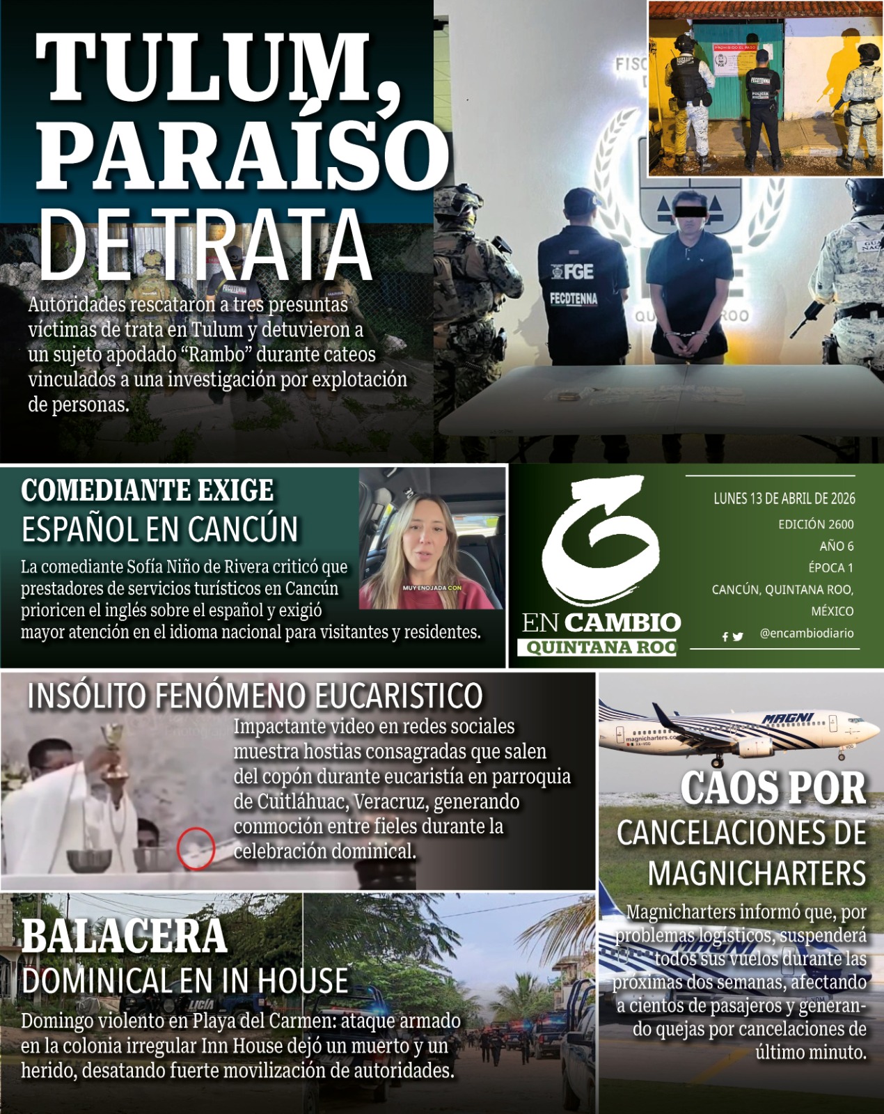 contraportada en cambio diario de qroo 13 abril 2026 contraportada en cambio diario de qroo 13 abril 2026