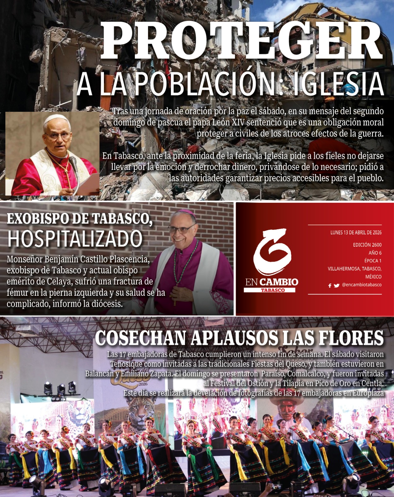 contraportada en cambio diario de tabasco 13 abril 2026 contraportada en cambio diario de tabasco 13 abril 2026