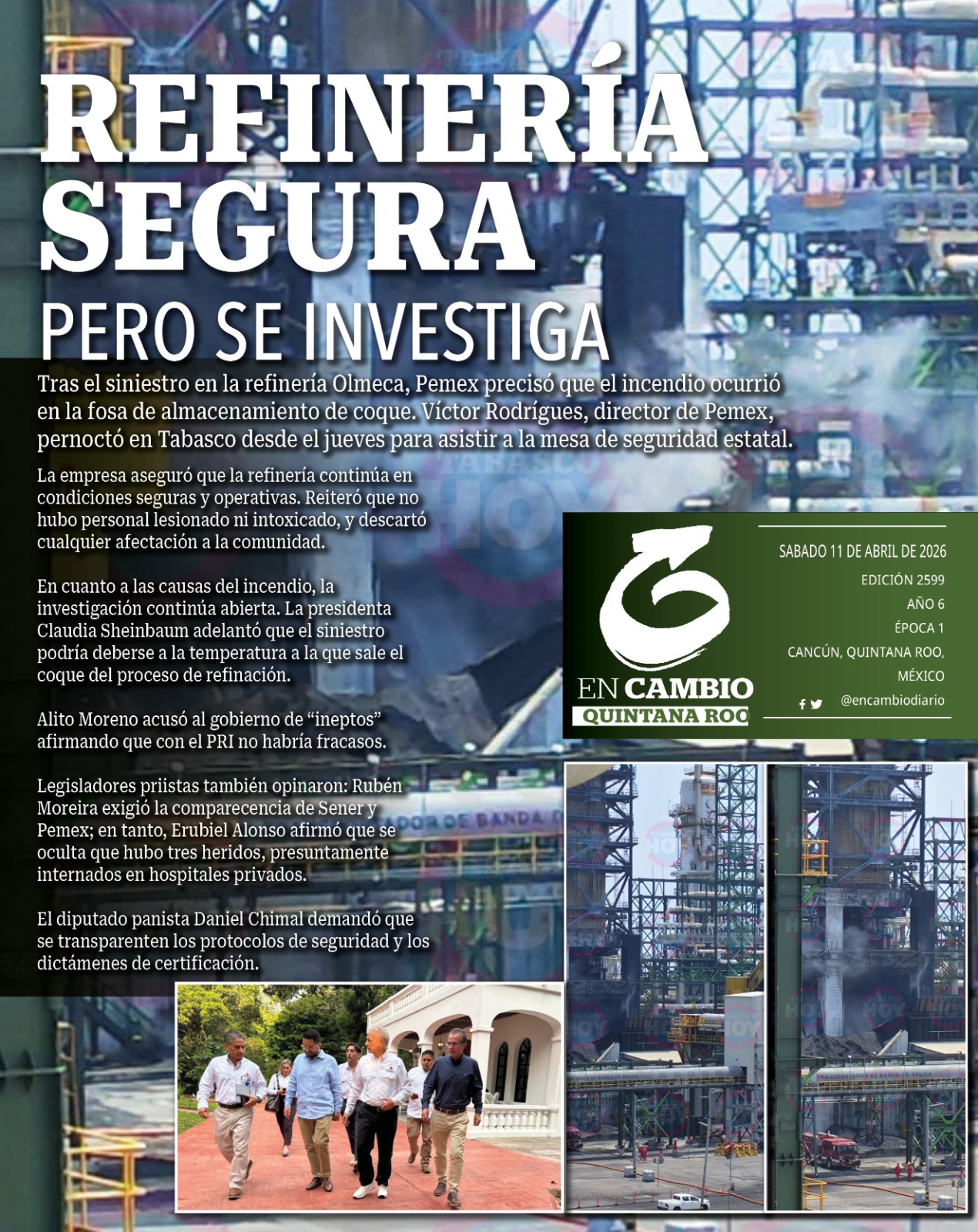 contraportada en cambio diario qroo 11 de abril 2026 contraportada en cambio diario qroo 11 de abril 2026