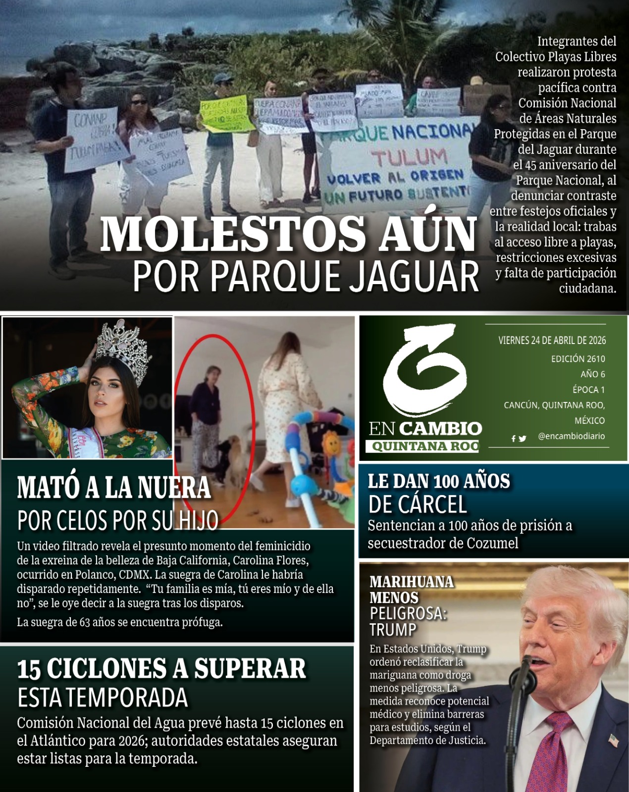 contraportada en cambio diario qroo 24 abril 2026 contraportada en cambio diario qroo 24 abril 2026