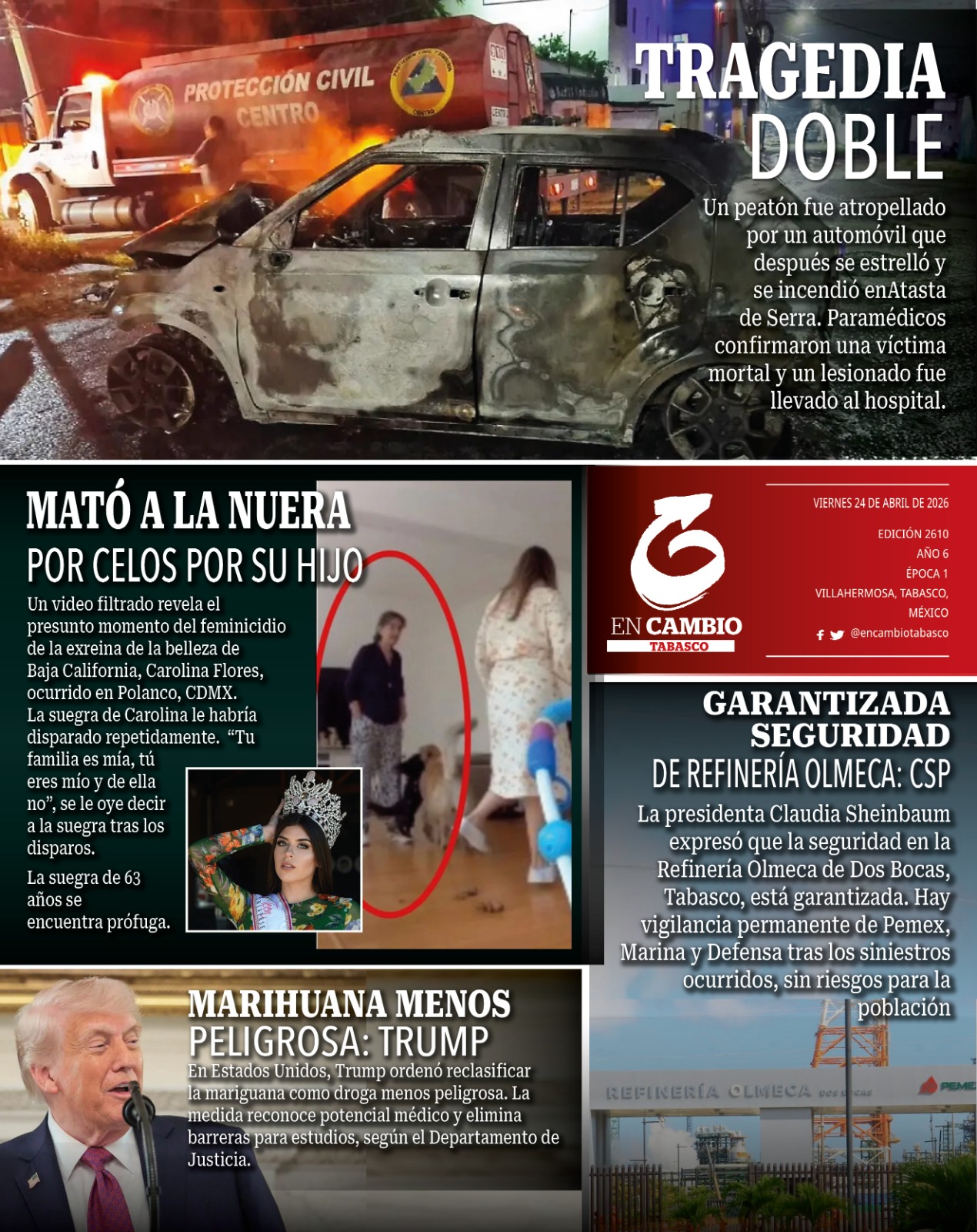 contraportada en cambio diario tabasco 24 abril 2026 contraportada en cambio diario tabasco 24 abril 2026