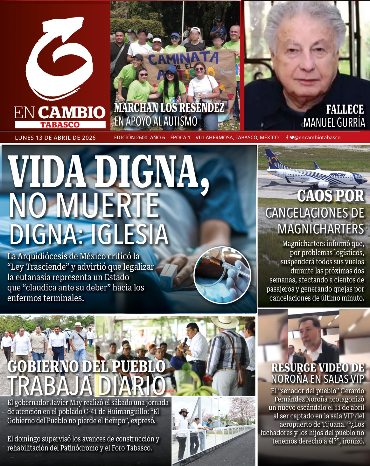 contraportada en cambio diario de tabasco 13 abril 2026 contraportada en cambio diario de tabasco 13 abril 2026