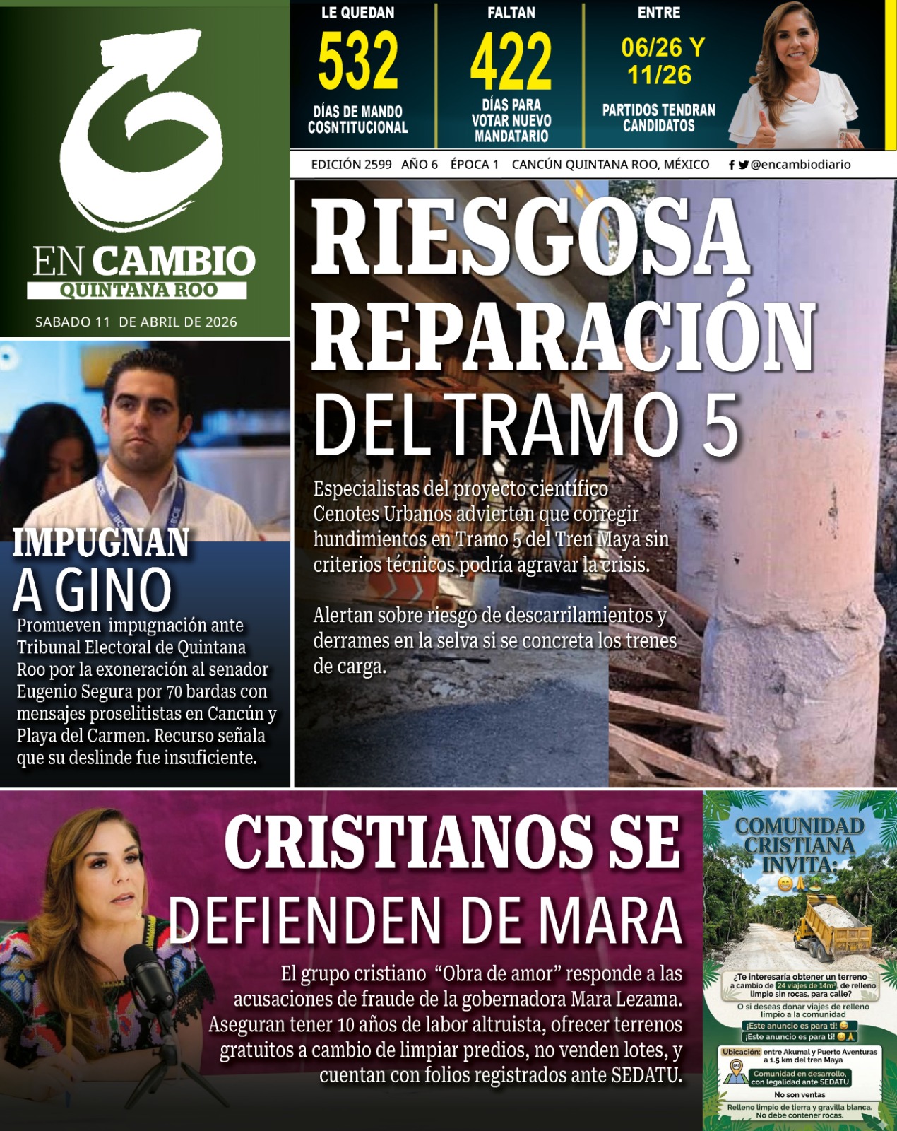 portada en cambio diario qroo 11 de abril 2026 portada en cambio diario qroo 11 de abril 2026