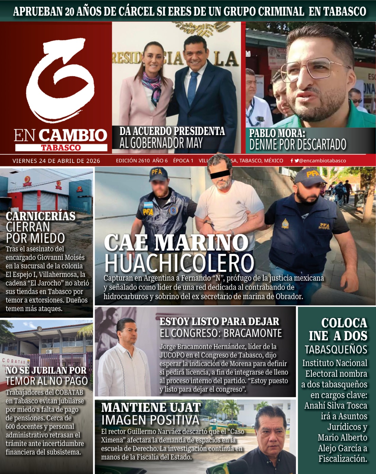 portada en cambio diario tabasco 24 abril 2026