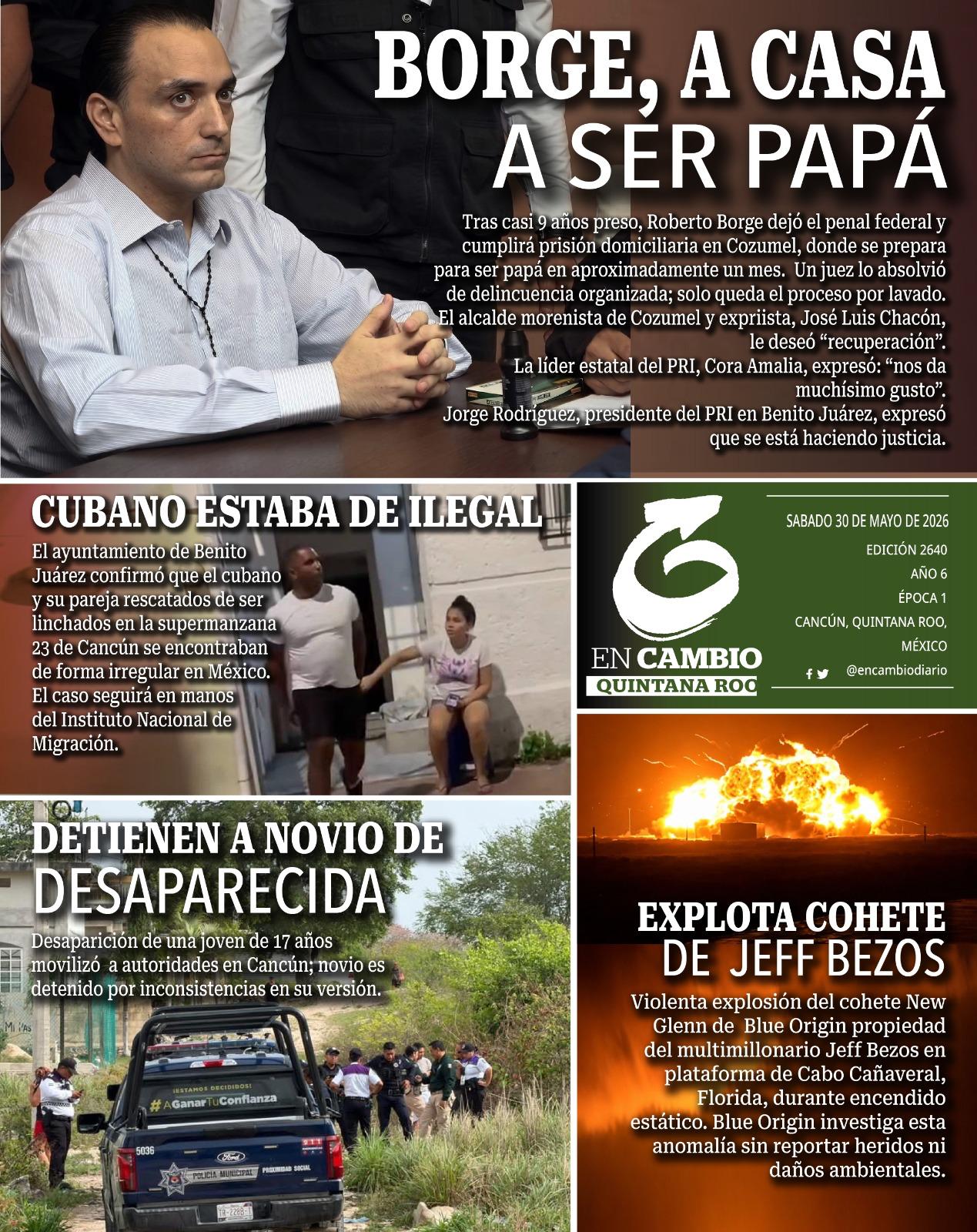 contra portada en cambio diario qroo 30 mayo 2026 contra portada en cambio diario qroo 30 mayo 2026
