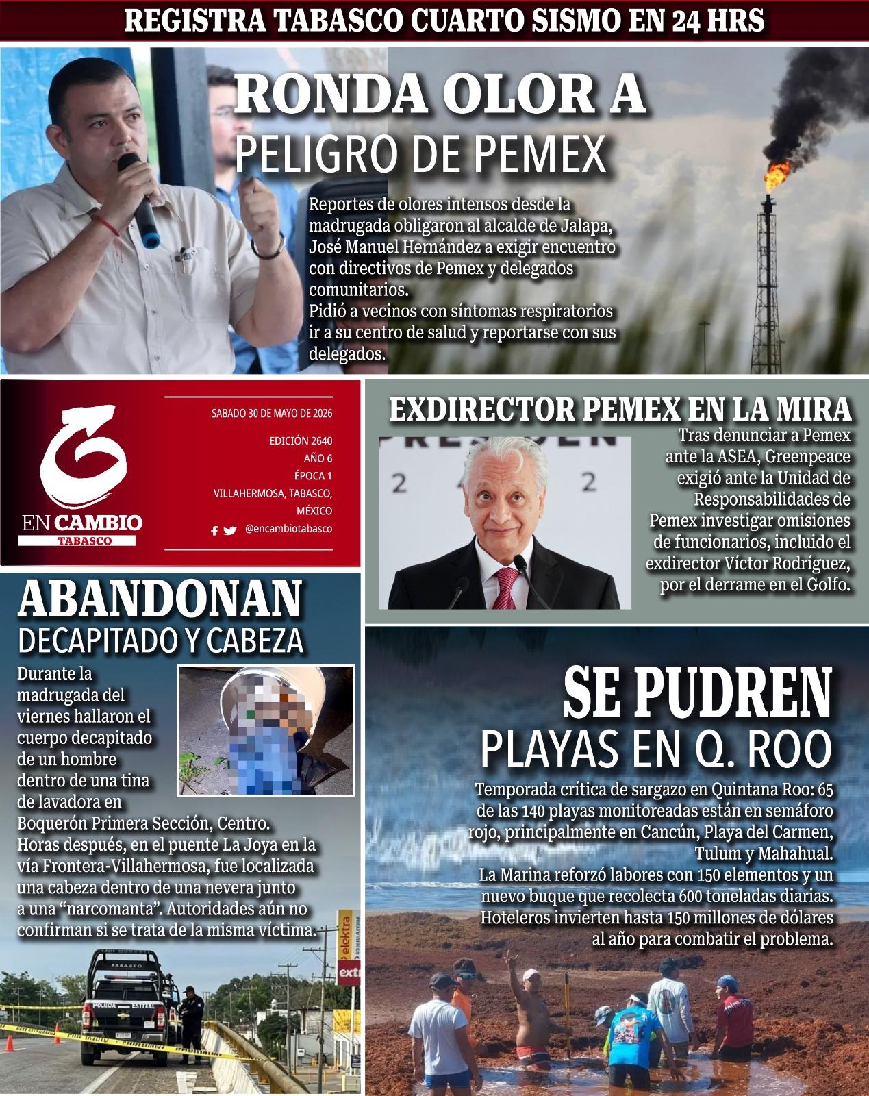 contra portada en cambio diario tabasco 30 mayo 2026 contra portada en cambio diario tabasco 30 mayo 2026