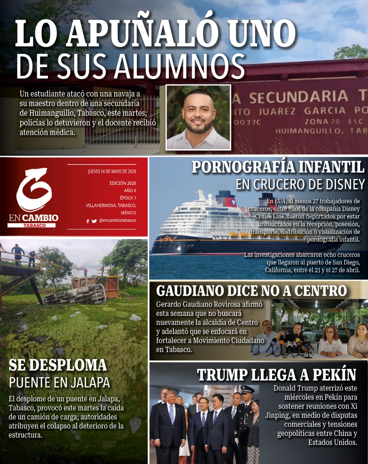 contraportada en cambio tabasco 14 mayo 2026 contraportada en cambio tabasco 14 mayo 2026