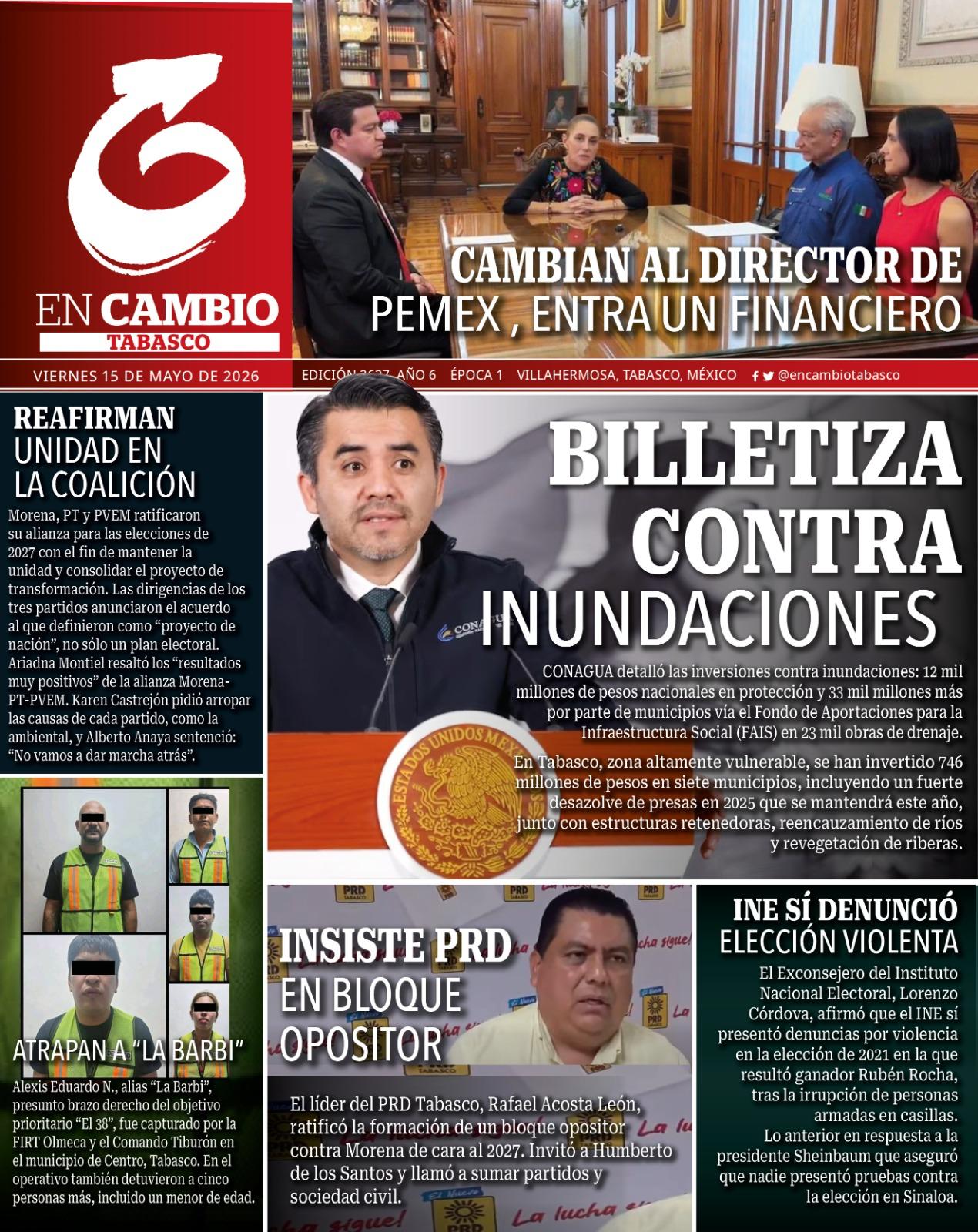 portada en cambio diario de tabasco 15 mayo 2026 portada en cambio diario de tabasco 15 mayo 2026