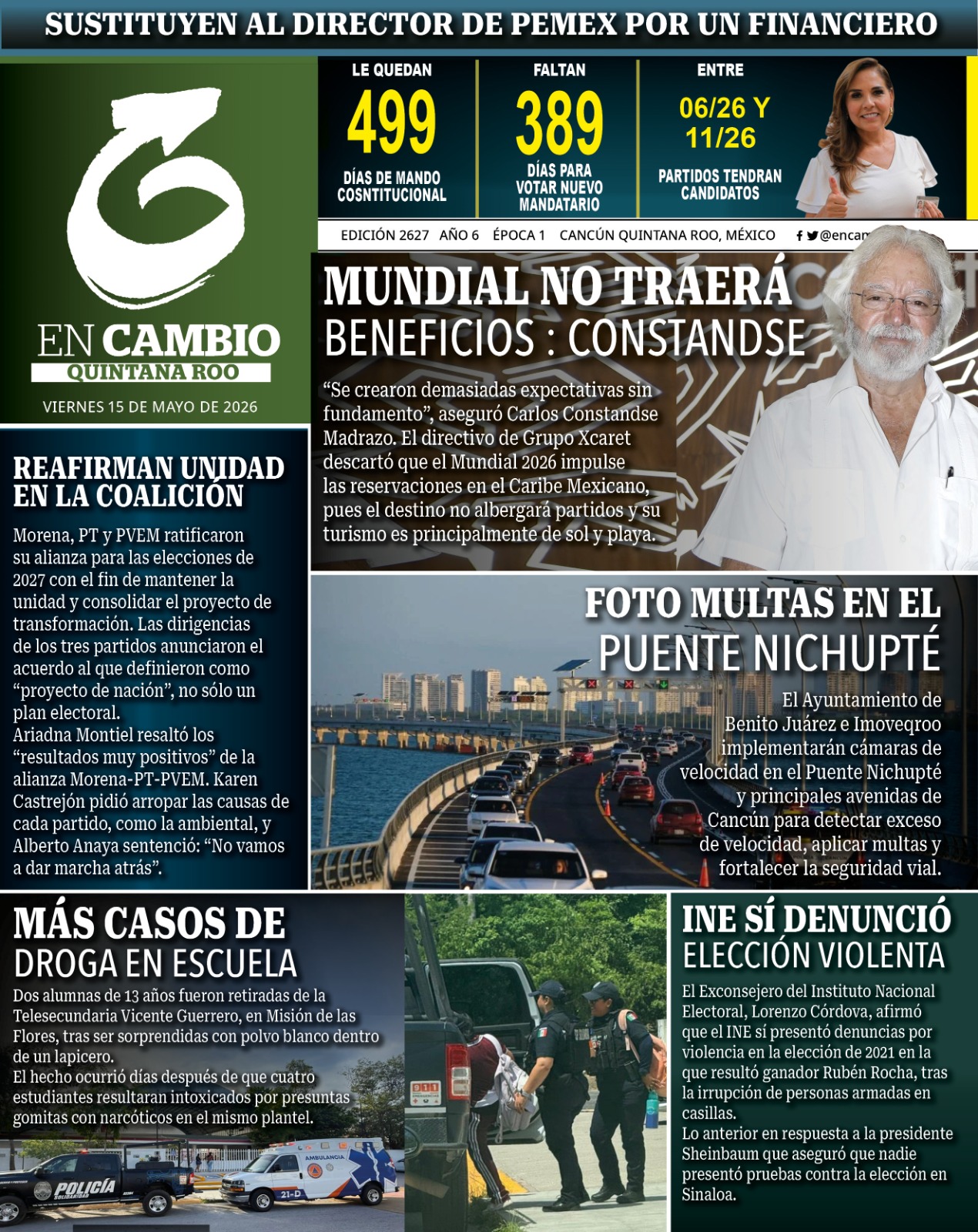 portada en cambio diario qroo 15 mayo 2026 portada en cambio diario qroo 15 mayo 2026