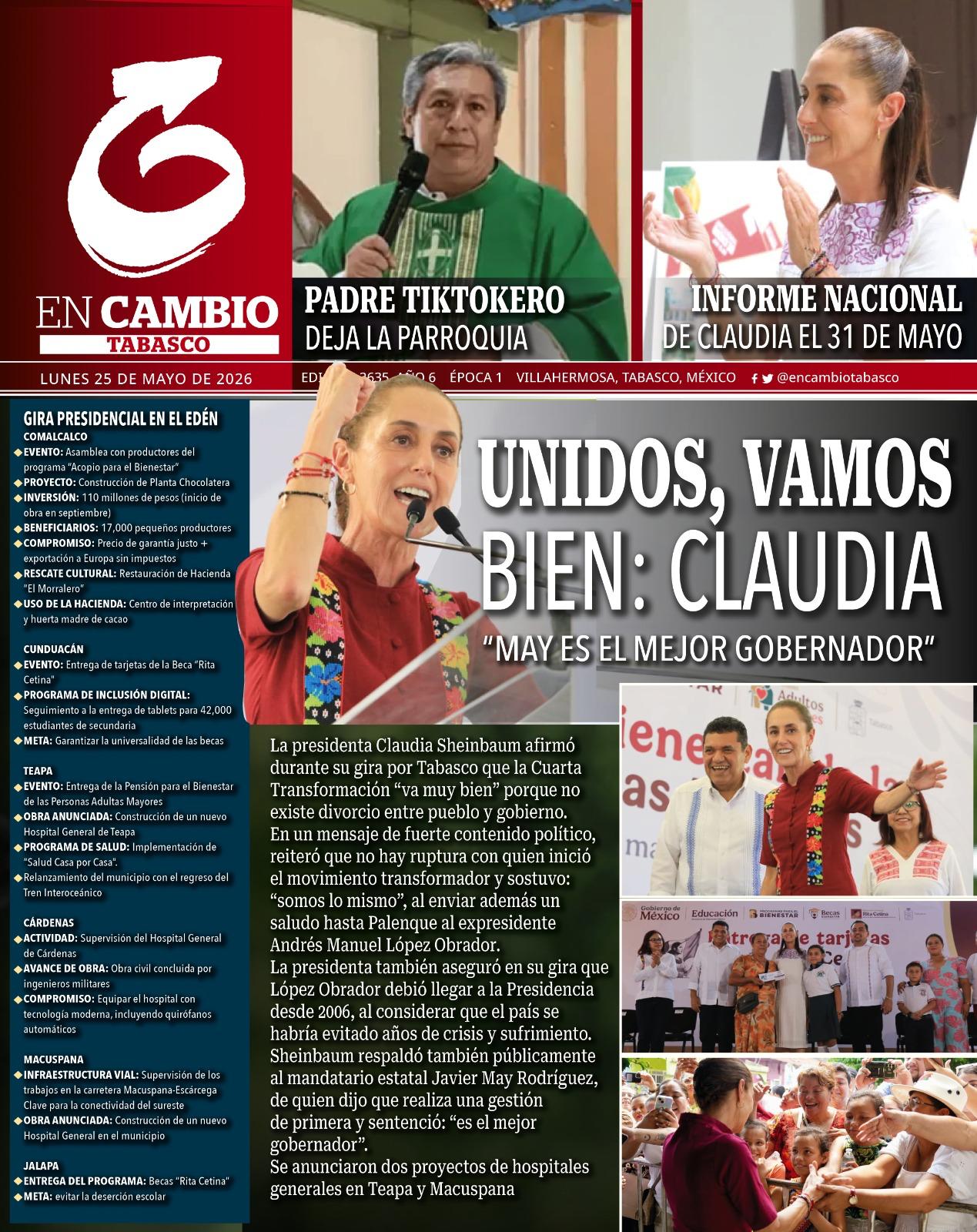 portada en cambio diario tabasco 25 mayo 2026 portada en cambio diario tabasco 25 mayo 2026