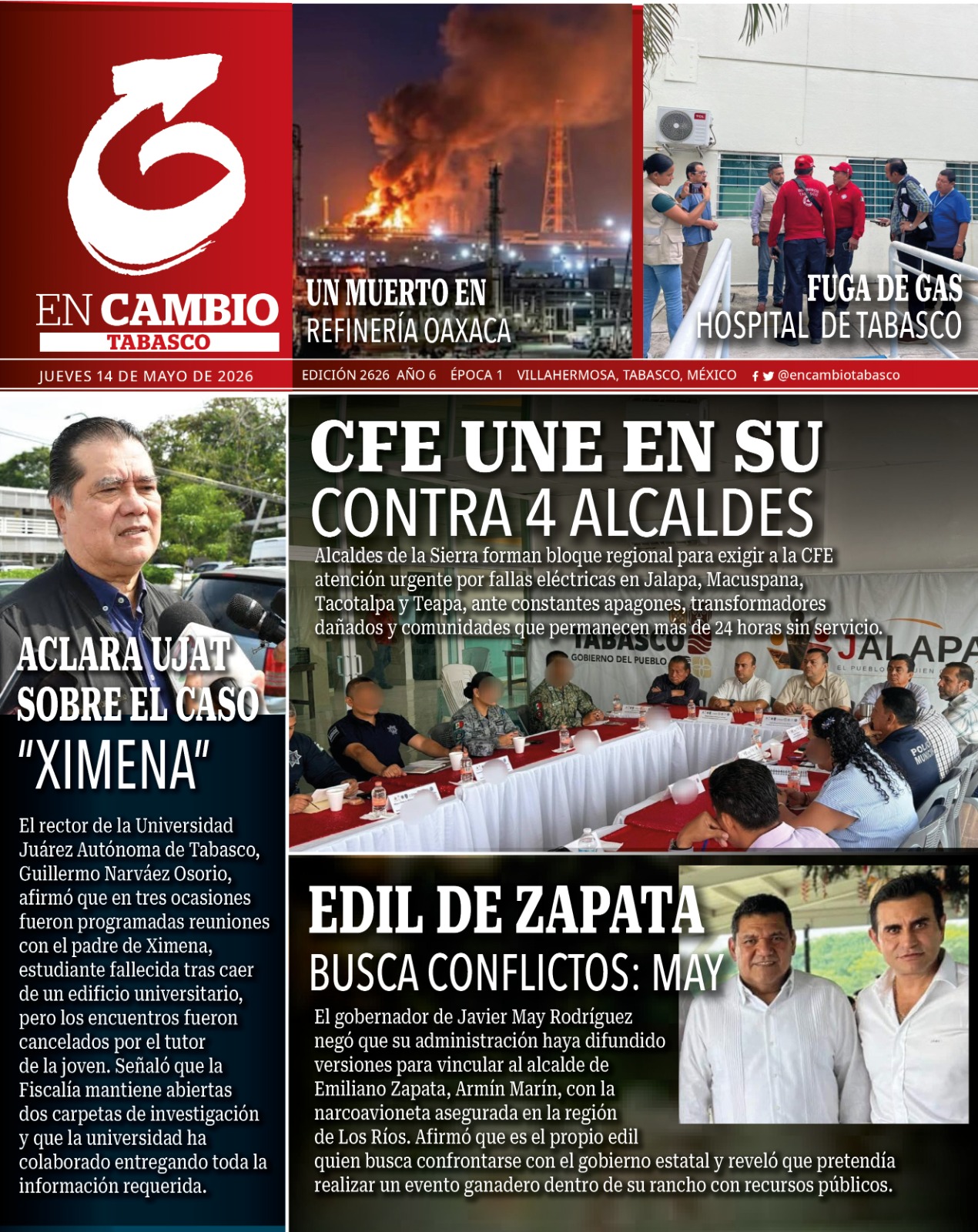 portada en cambio tabasco 14 mayo 2026 portada en cambio tabasco 14 mayo 2026