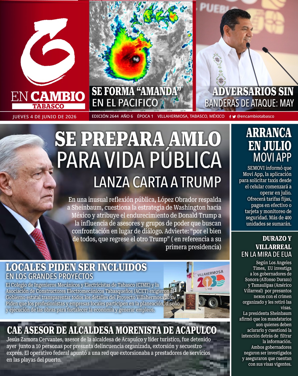 portada en cambio diario tabasco 4 junio 2026 portada en cambio diario tabasco 4 junio 2026