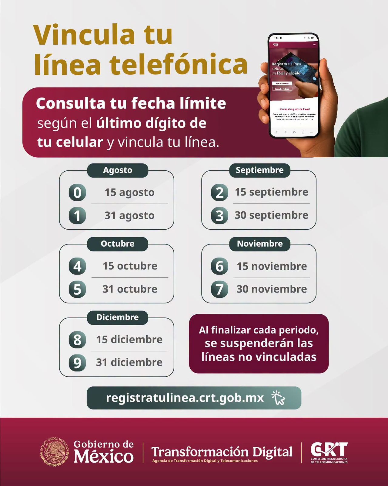 Vincula tu linea telefónica consultando tu fecha límite