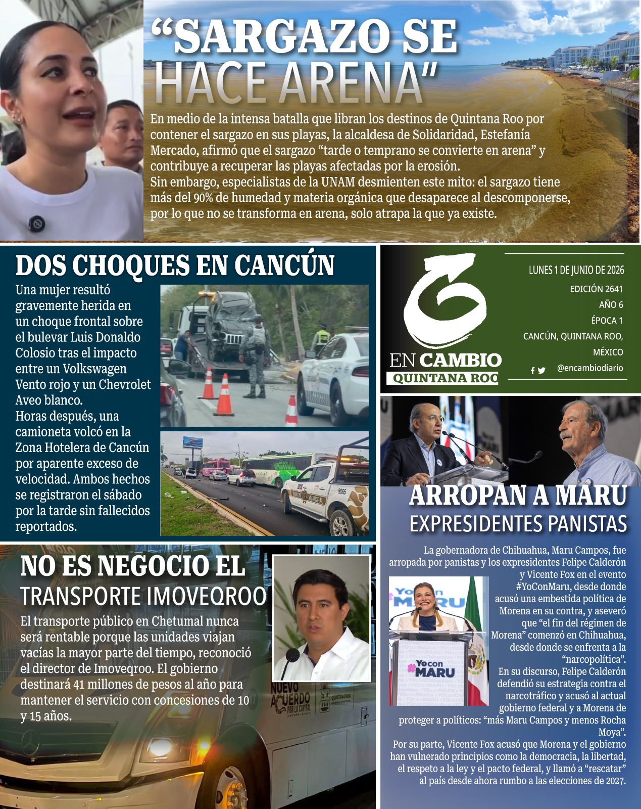 contra portada en cambio diario qroo 1 junio 2026 contra portada en cambio diario qroo 1 junio 2026