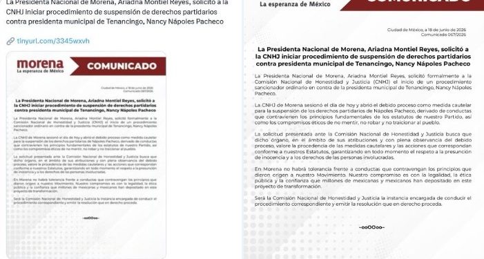 Morena solicita suspensión de derechos a Nancy Nápoles por caso de simulación de secuestro en Tenancingo