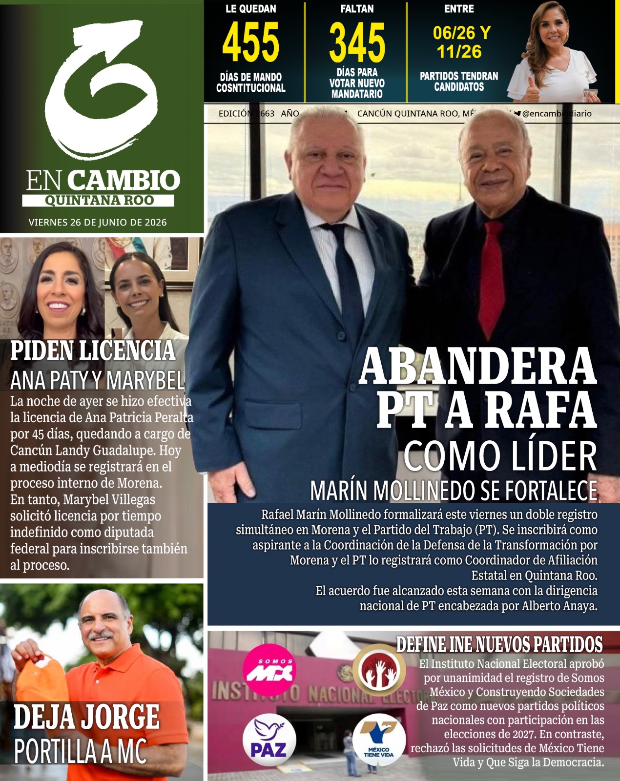 portada en cambio de quintana roo 26 jun 2026 portada en cambio de quintana roo 26 jun 2026