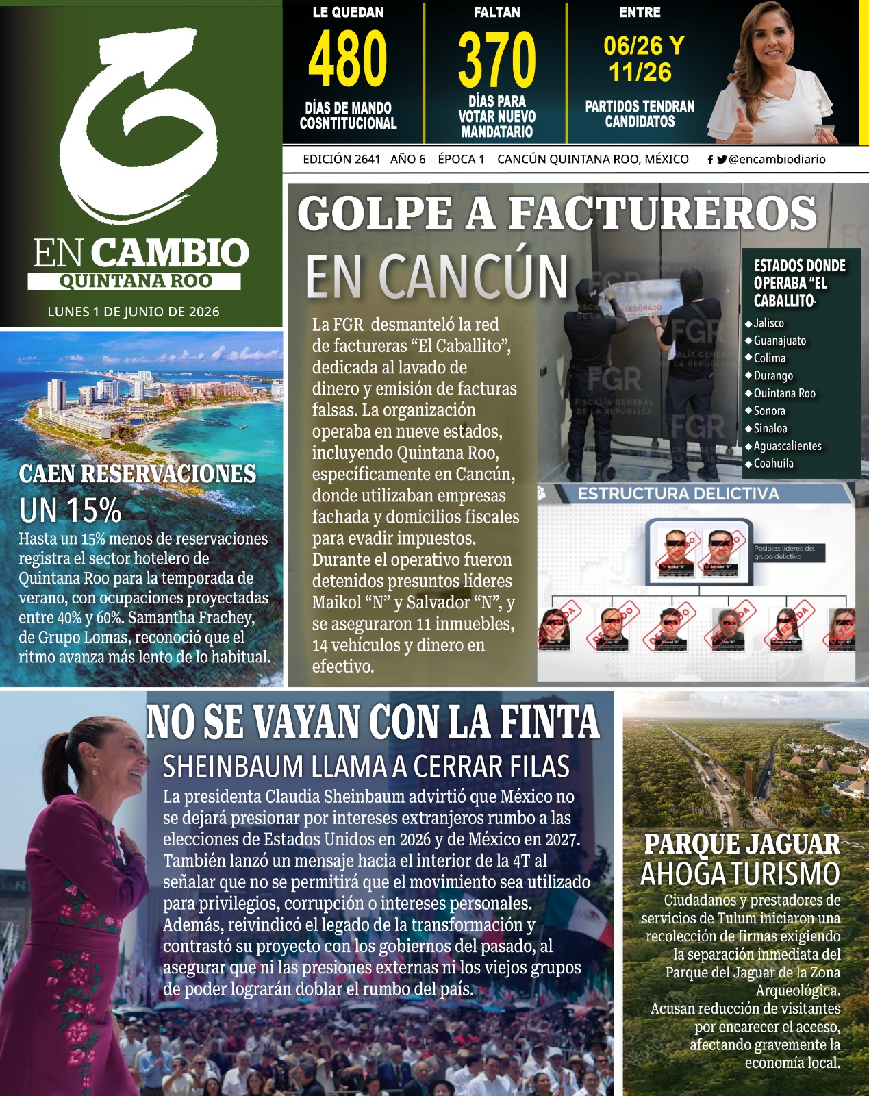 portada en cambio diario qroo 1 junio 2026 portada en cambio diario qroo 1 junio 2026
