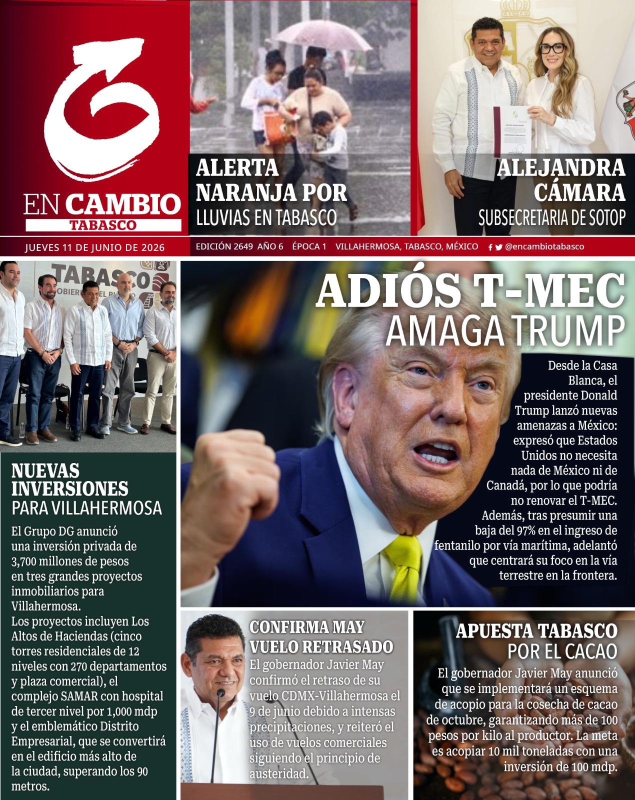 portada en cambio tabasco 11 junio 2026 portada en cambio tabasco 11 junio 2026