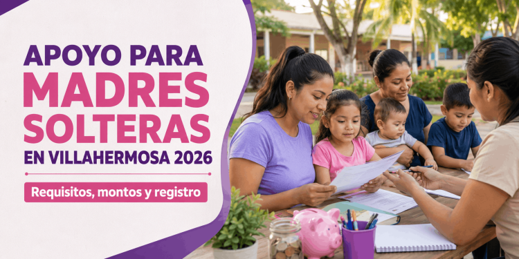 Madre consulta los requisitos del apoyo para madres solteras en Villahermosa 2026