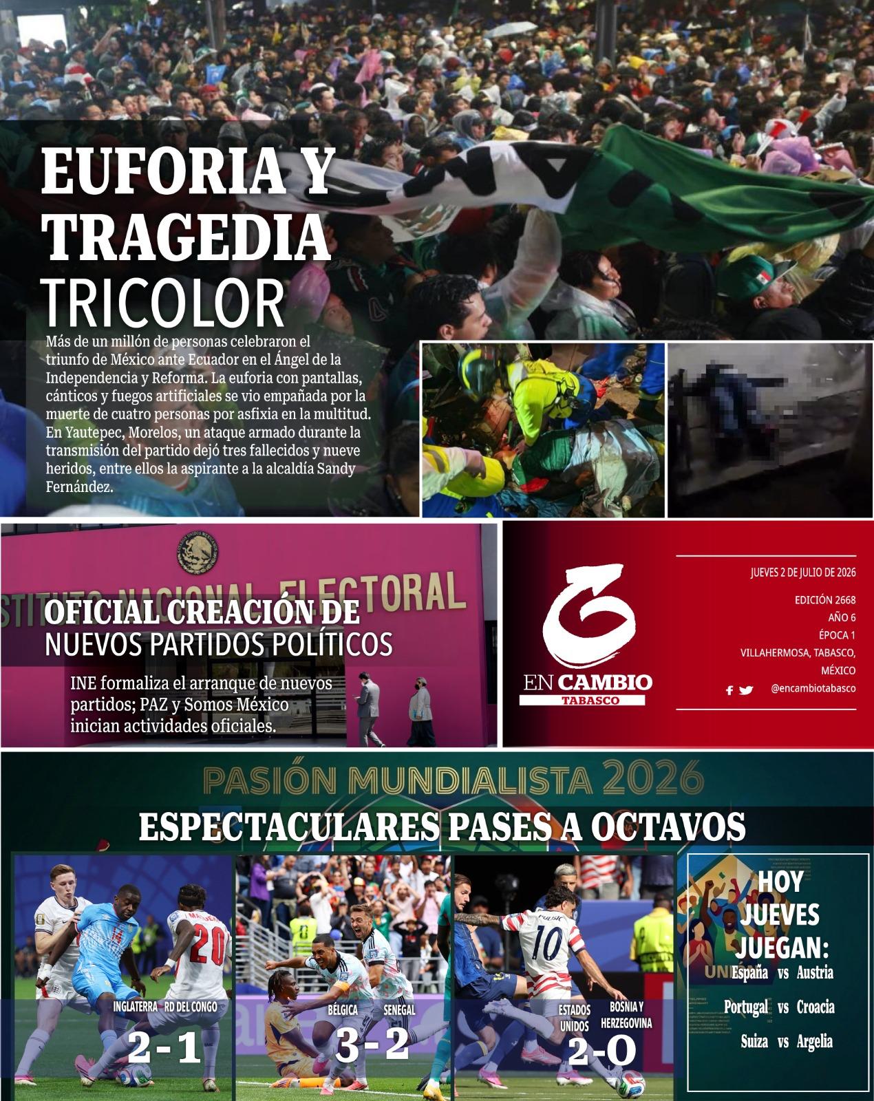 contra portada en cambio tabasco 2 julio 2026 contra portada en cambio tabasco 2 julio 2026