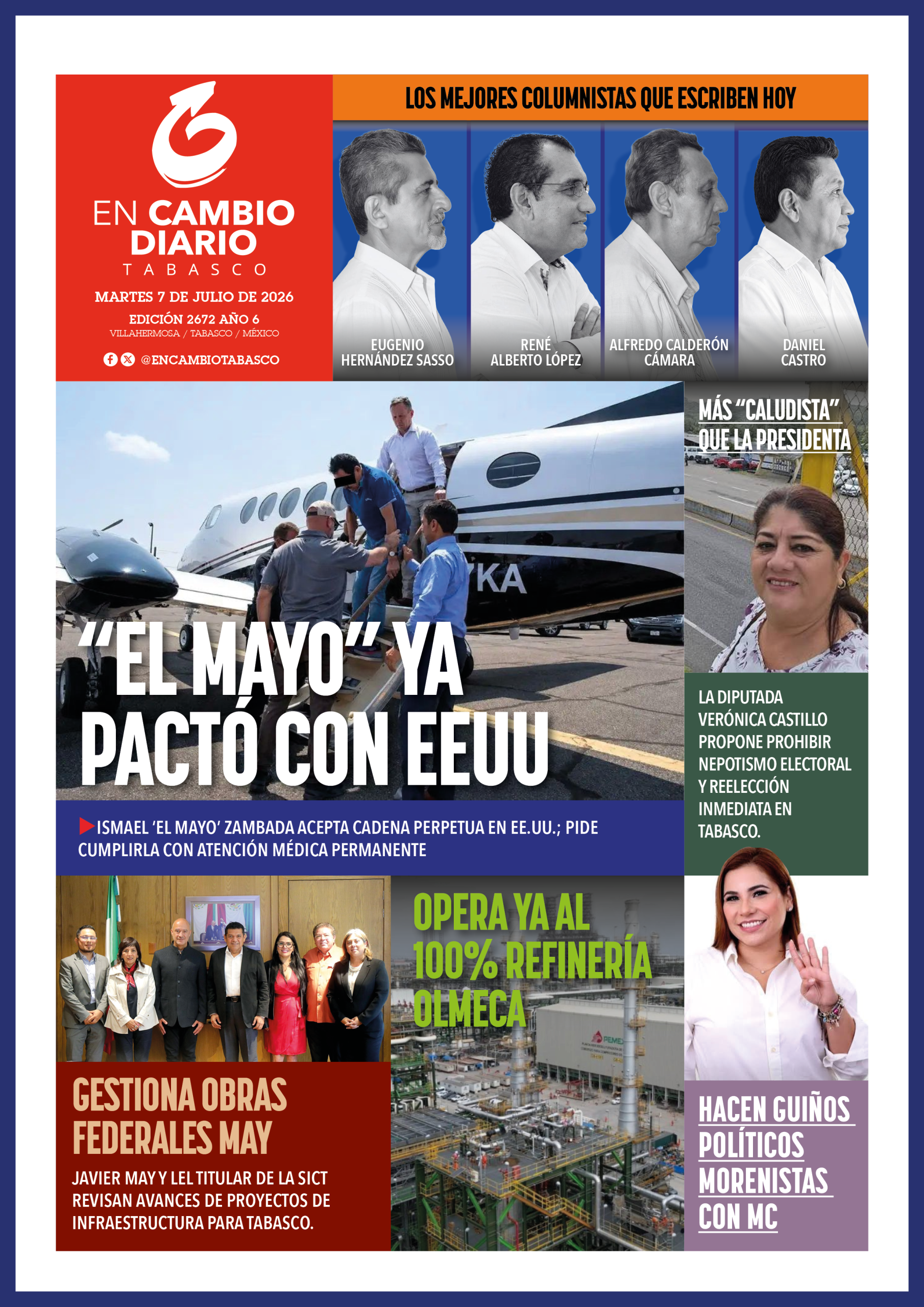 contra portada en cambio tabasco 7 julio 2026 contra portada en cambio tabasco 7 julio 2026