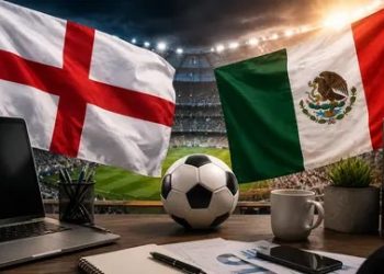 Jugadores de México e Inglaterra previo al partido de octavos de final del Mundial 2026.