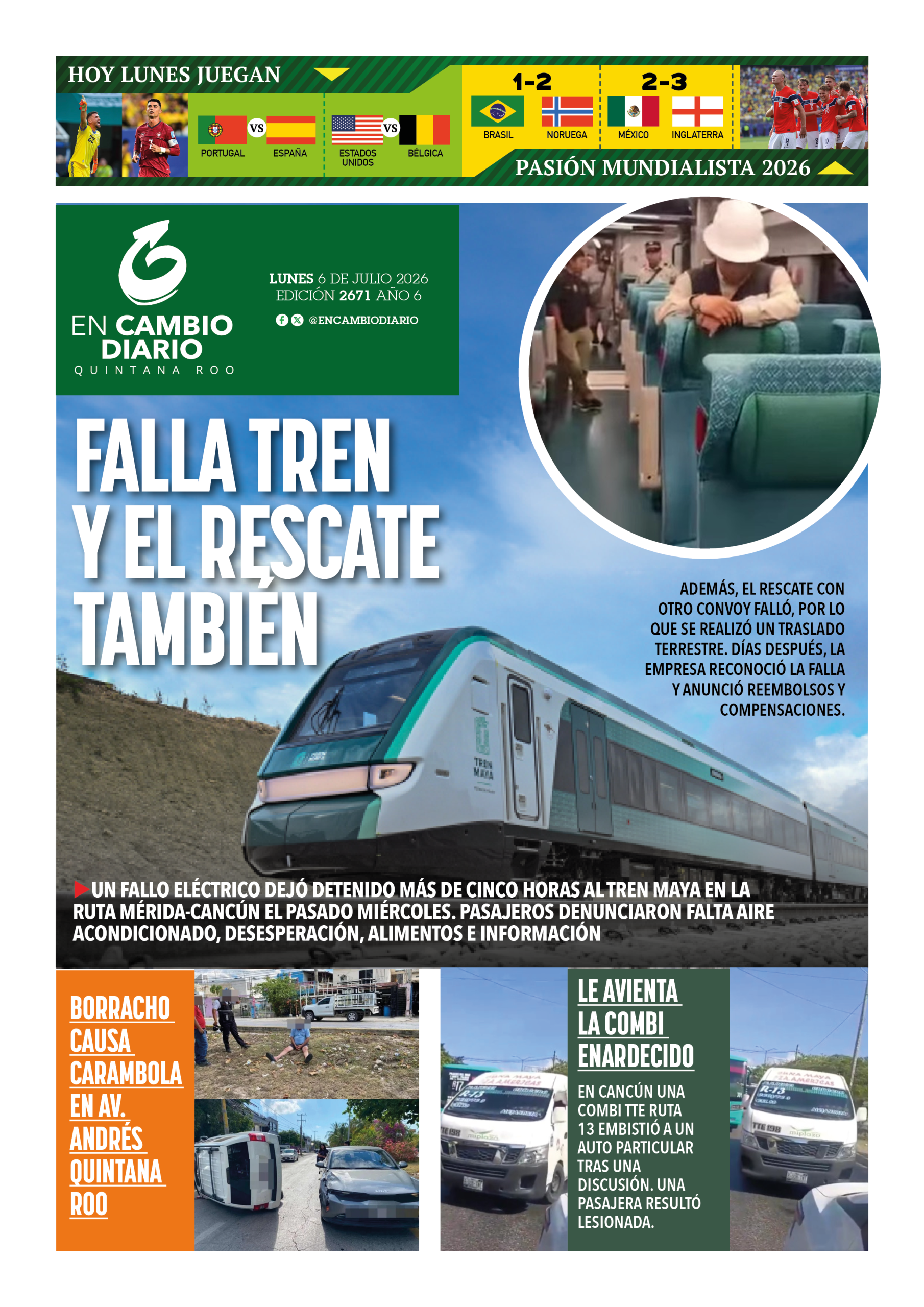 Portada en cambio diario qroo 2026 Portada en cambio diario qroo 2026