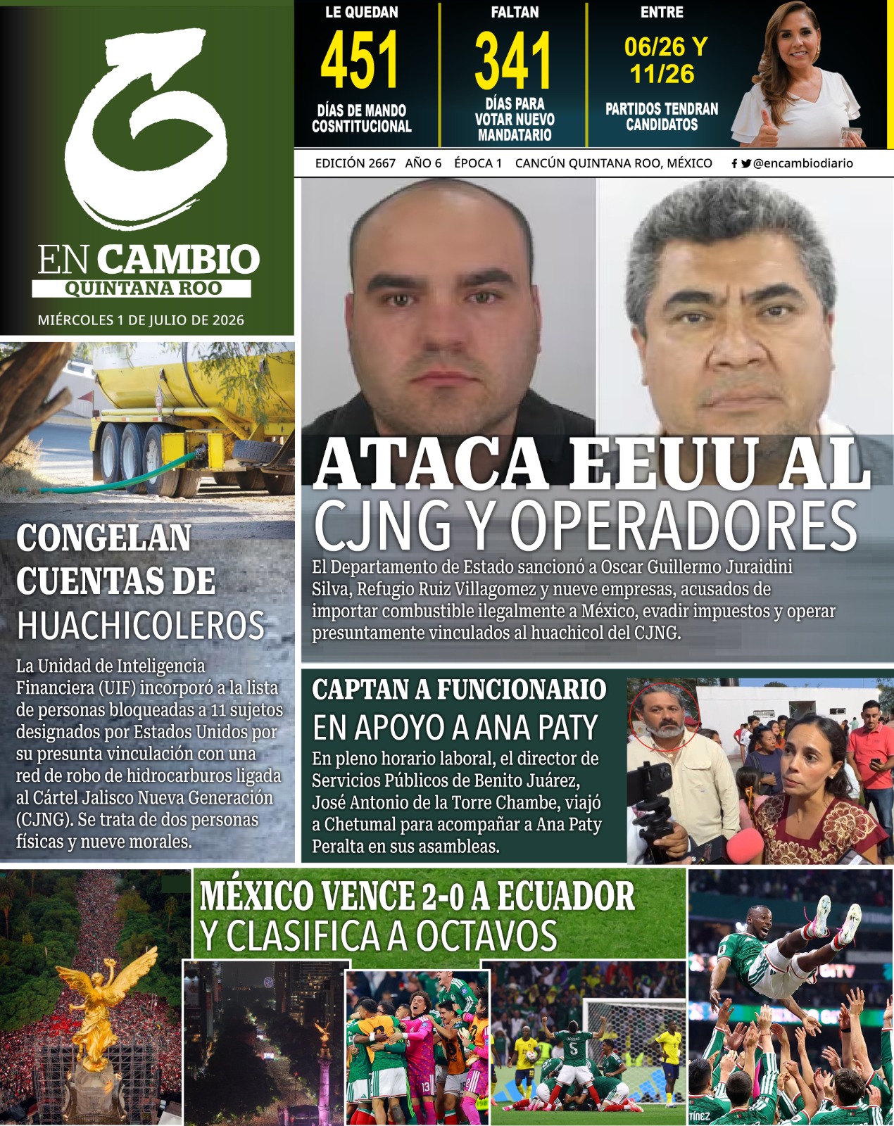 portada en cambio diario qroo julio 2026 portada en cambio diario qroo julio 2026