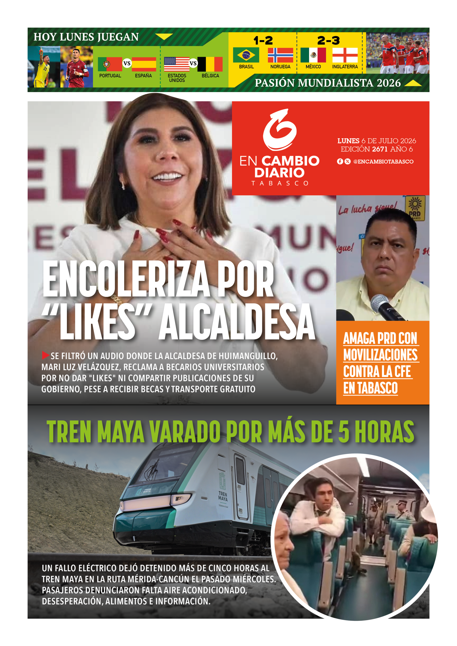 portada en cambio diario tabasco 2026 portada en cambio diario tabasco 2026